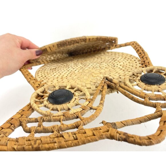 Vintage 1970s owl mail organizer, large wicker owl wall letter holder - Picture 7 of 9